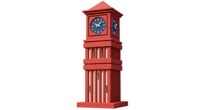 Isolated clock tower against background, a decorative street clock for urban environments