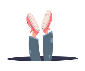 Man Character Jumping Through Portal Enter Hole Vector Illustration