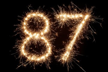 Sparkler Number 87 Celebrating Joyful Moments on Black Background