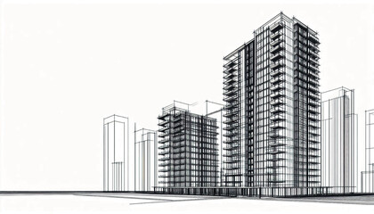 Obraz premium High rise abstract building sketch. Architecture
