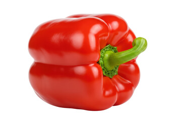 Isolated red bell pepper fresh close-up full view, vibrant and glossy, natural texture, food photography
