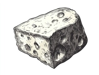 Isolated slice depicting dairy goodness on white background