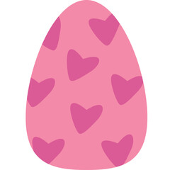 Pink Easter Egg with Dark Pink Hearts Seamless Pattern Transparent Background Easter Holiday Celebration