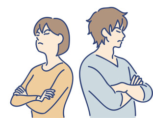 若い夫婦喧嘩のイラスト　png