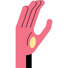 Pink Hand Open Palm Facing Upward Isolated On White Background Simple Flat Design Vector Illustration