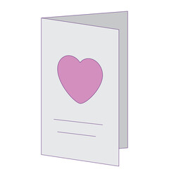Pink Heart Greeting Card With Dashed Outline On White Background Open And Empty Space For Text