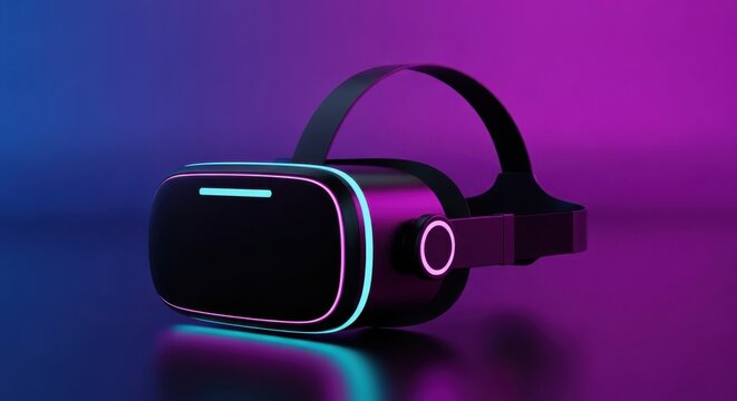 Virtual reality headset on a futuristic background with vibrant colors in a technology setting - Powered by Adobe