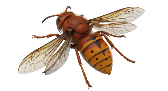 Isolated insect European hornet animal wasp stinging wings detailed anatomy wildlife venomous