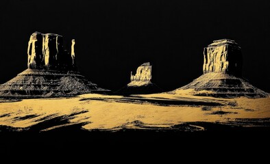 Golden hour illuminates iconic buttes and mesas in Monument Valley, creating a serene and isolated desert landscape