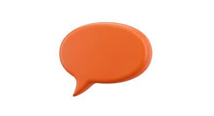 Isolated three-dimensional orange speech bubble, chat symbol, message, dialog box, talk