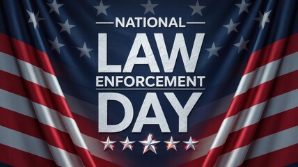 The patriotic flag is dark blue with the title “LAW ENFORCEMENT DAY" in the center.