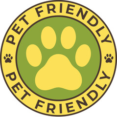 Pet friendly vector icon green and yellow design for hotels restaurants and public spaces isolated on white background