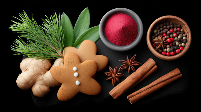 A bowl of cinnamon and a plate of ginger cookies