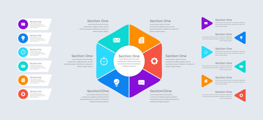 6-Section Hexagon Infographic Template for Purple Data