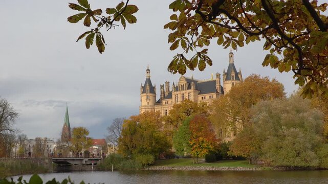 Schwerin Castle view on a fall day