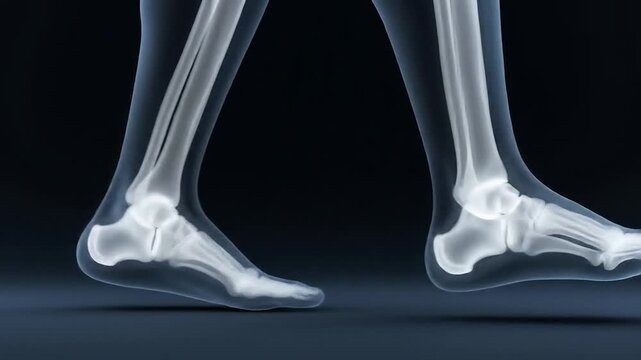 X-ray View Skeletal Anatomy of Foot and Leg During Motion