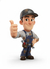 Dirty Mechanic Gives Confident Thumbs-Up Signal