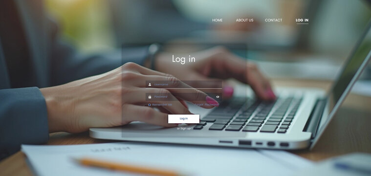 Woman Entering Login Credentials on Website Access Screen