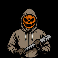 ultras hooligan football with baseball stick vector design