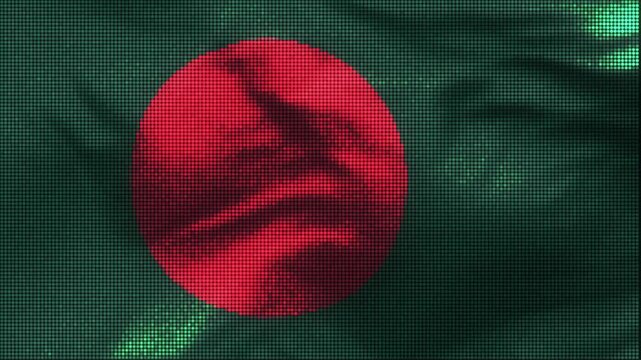 Bangladesh flag with LED screen display. These videos are retro-style, realistic and 4K, and are perfect for creative projects.