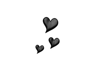 white heart on black, PNG, love, 3D