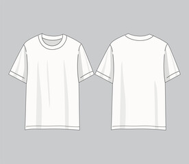 Clean white t-shirt mockup showing front and back views. Perfect for showcasing apparel design, logo placement, or print templates for clothing branding, e-commerce, and fashion presentations.