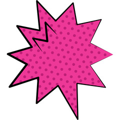 Pink Starburst Speech Bubble with Polka Dots and Black Outline on Transparent Background