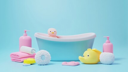 Assorted bath accessories for baby in color