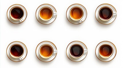 Elegant Tea Cups on White Background