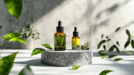 Luxurious Skin Care Bottles Arranged Elegantly