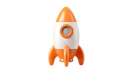 Orange and white toy rocket on a transparent background	
