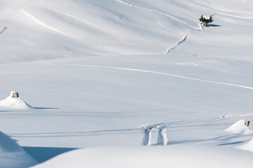 Linear snow patterns forming natural shadow geometry