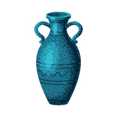 Blue Vase as Pottery and Ceramic Tableware and Crockery Vector Illustration