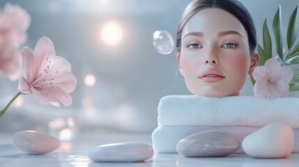 Assorted Beauty Products and Fresh Towel