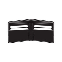 Open empty wallet silhouette vector flat illustration design on white background