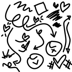 Hand Drawn Doodle Arrows and Icons Set