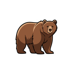 Fototapeta premium Bear flat color illustration on white background