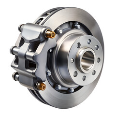 Closeup of a cars disc brake system, showcasing the rotor, caliper, and brake pads in detail for automotive maintenance