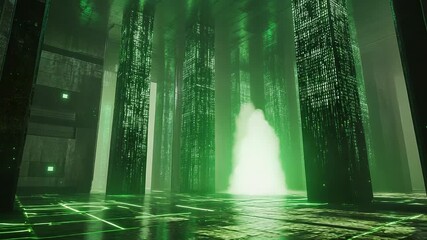 Digital data processing in a futuristic server room - Powered by Adobe