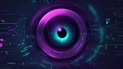 Artificial intelligence eye recognizing digital data network - Powered by Adobe