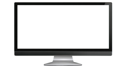 Isolated, modern computer monitor with blank, white display screen