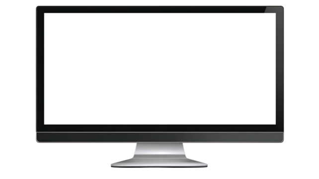Isolated, modern computer monitor with blank, white display screen
