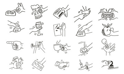 Collection of hand drawn icons