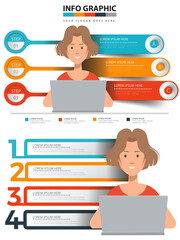 6 Step Circular Boxes Infographic Template - Business Process Options