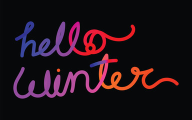 Bright Hello Winter Quote, Vibrant Winter Letter Art, Neon Winter Typography