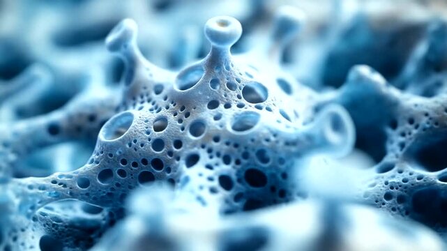 Microscopic corallike structure with bubbly texture