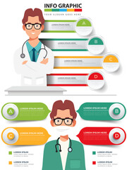 Medical Infographic Template with Doctor Character and Steps - Healthcare Data