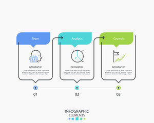 3 Step Timeline Bubble Infographic Template - Business Concept Presentation