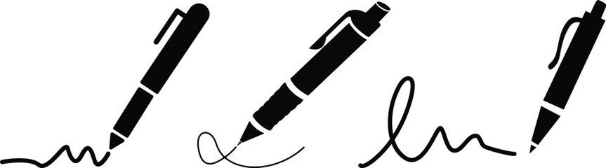 Pen Icon set.Pen Line Icon with Editable Stroke and Pixel Perfect.classic hand writing tool for calligraphy.Copywriting Related Vector, pen logo silhouette vector design template premium, sign up icon