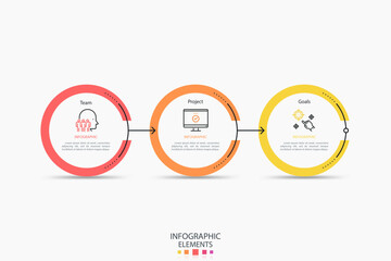Horizontal Steps Infographic Template with Circular Flow - Business Timeline